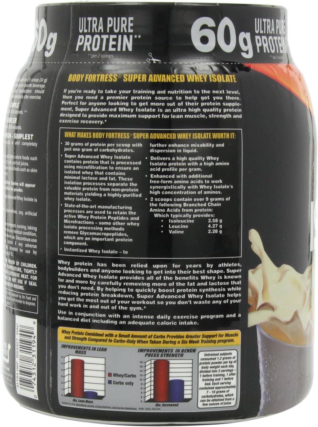 Body Fortress Super Advanced Whey Isolate, Vanilla Creme, 2 Pounds