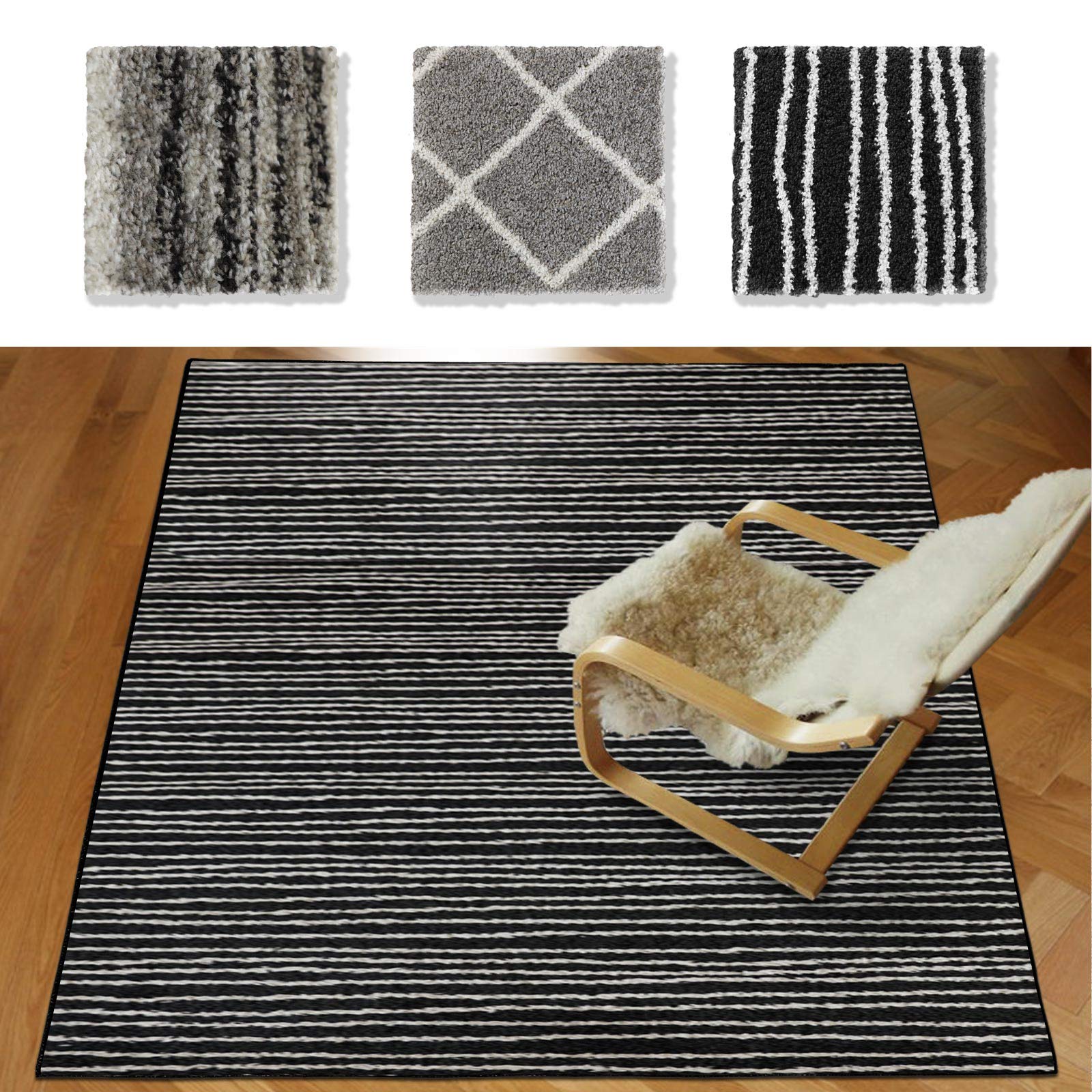 Tapis | Tapis de sol ou de couloir | Disponible en 3 designs et de nombreuses tailles | Poils doux à motifs | pour couloir, bureau ou salon | Tissé (133 x 250 cm, larache)
