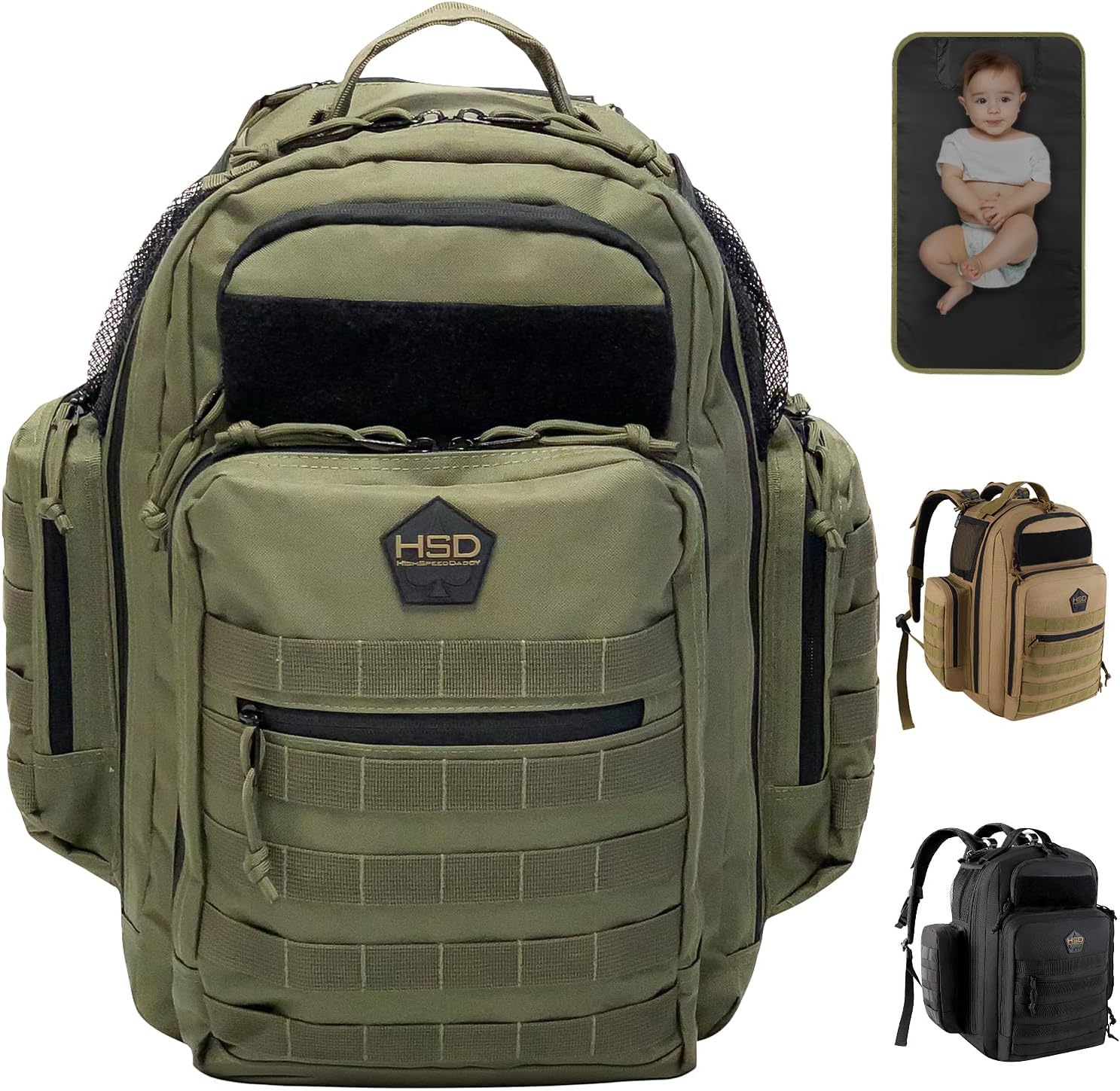HighSpeedDaddy – Baby Diaper Backpack, Military-Grade, Waterproof, Compact Baby Travel Bag with Diaper Changing Mat HighSpeedDaddy – Baby Diaper Backpack, Military-Grade, Waterproof, Compact Baby Travel Bag with Diaper Changing Mat