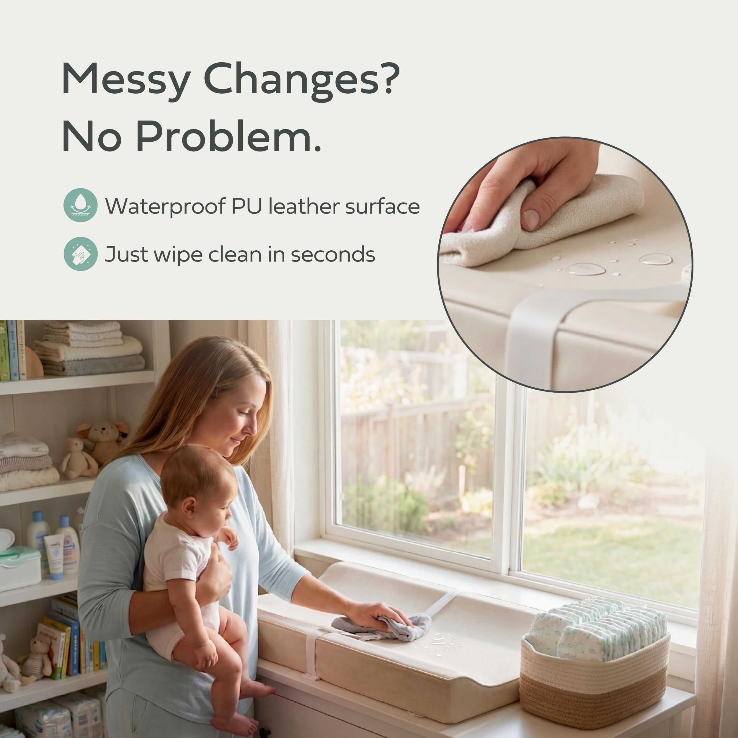 Kopi Baby Wickelunterlage – Die originale, wasserdichte, leicht zu reinigende, tragbare Wickelunterlage aus veganem Leder, für Neugeborene und Babys, Milchfarben