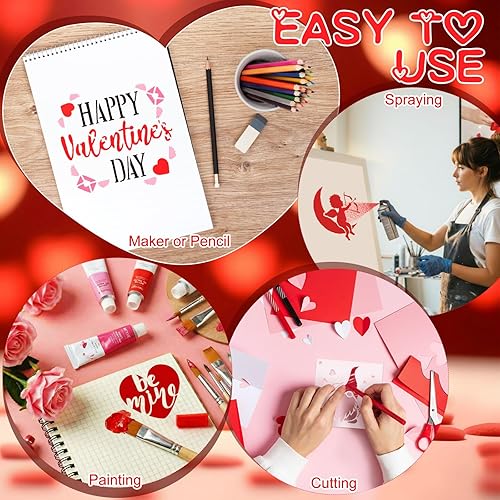 Miniatura 54 de 66 plantillas pequeñas para manualidades, plantillas reutilizables de 3 pulgadas para pintar sobre madera, plantillas de pintura para pared