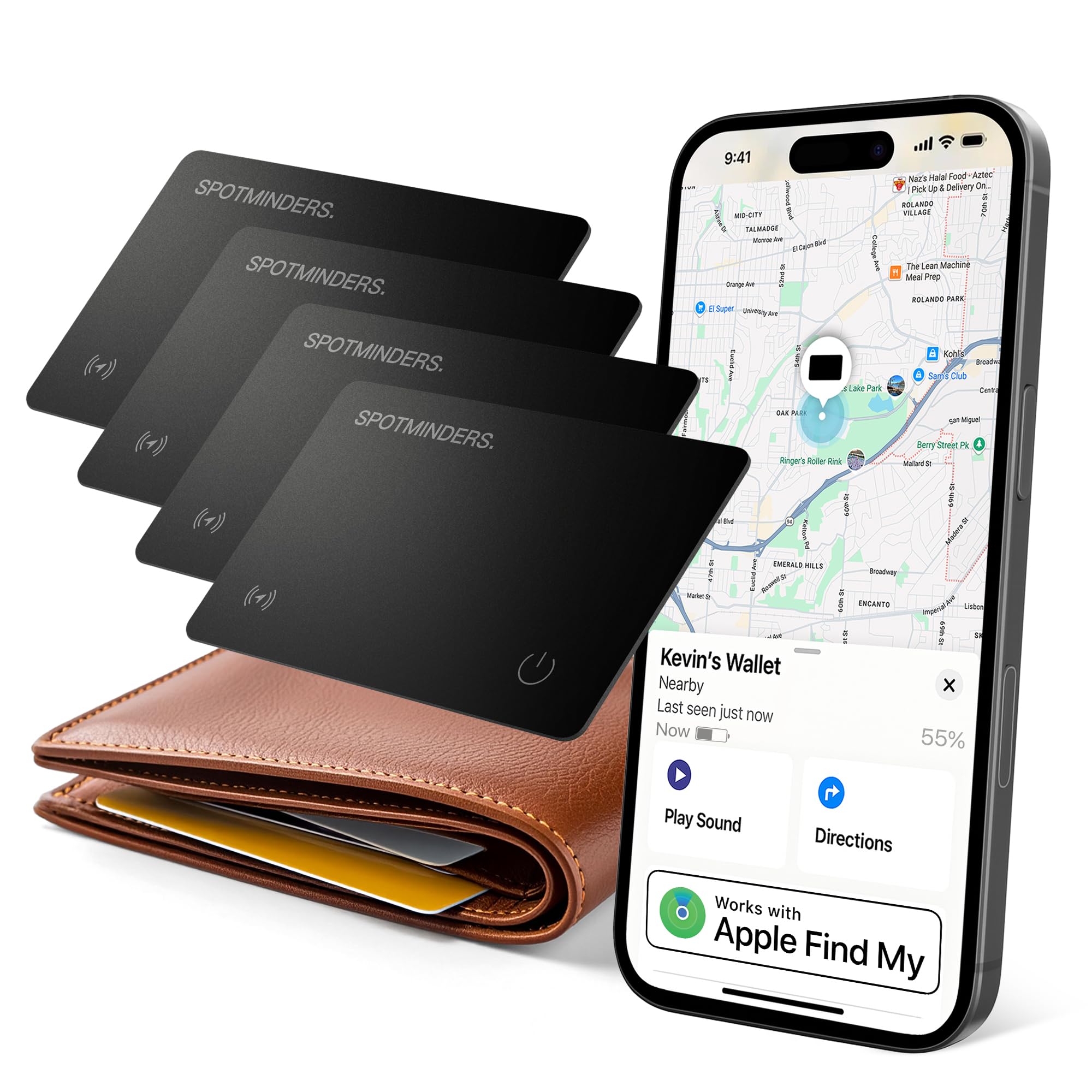 Wallet Tracker Tag 4-Pack - Works with Apple Find My Tracking Card for Wallet Apple MFI Certified Card Rechargeable IP68 Waterproof 0.07in Slim iPhone Item Finder Smartcard for Luggage Tags Purse Keys