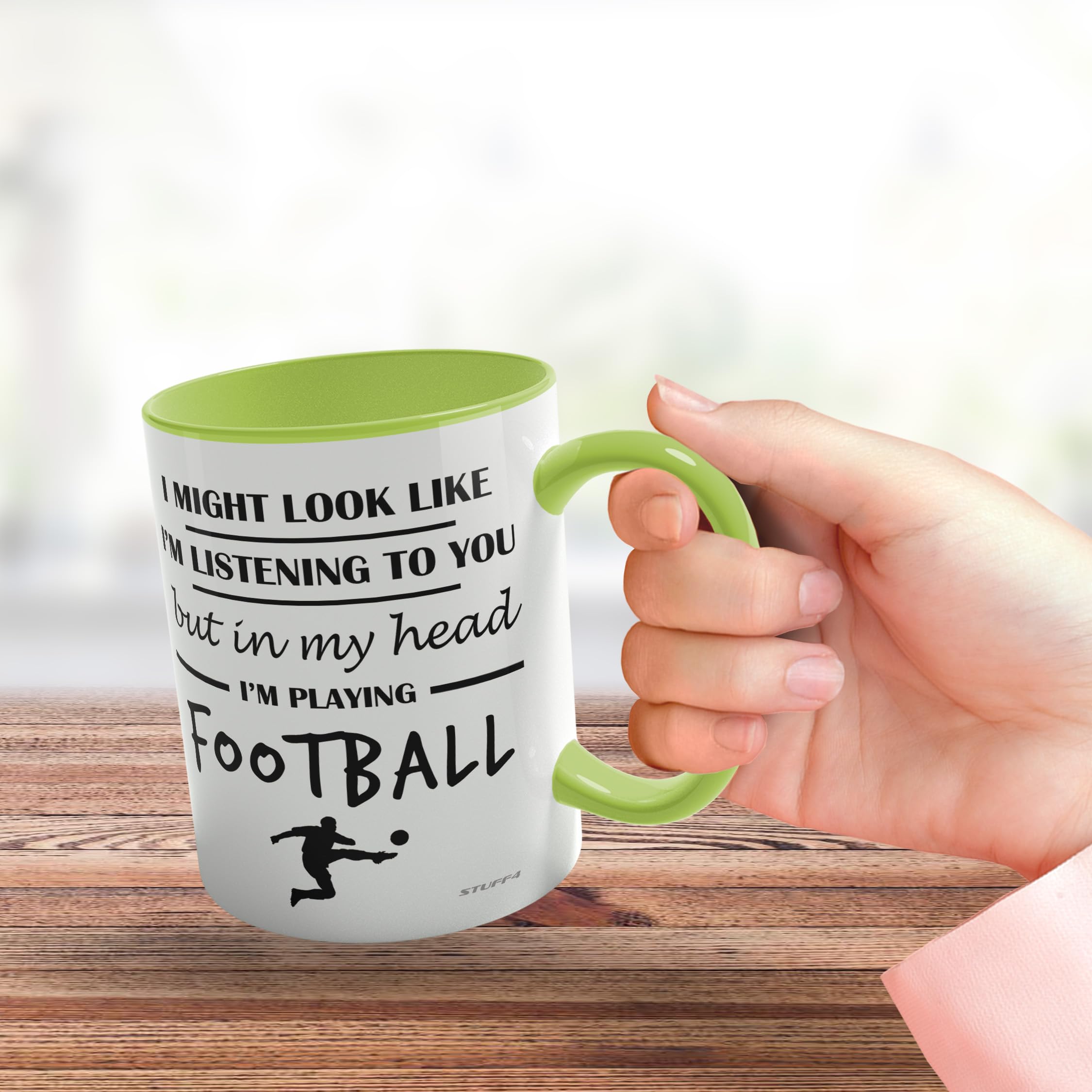 Stuff4 Football Gifts, in My Head I'm Playing Football Mug, Funny Gift for Footy Players Footie Lover Presents - Image 3