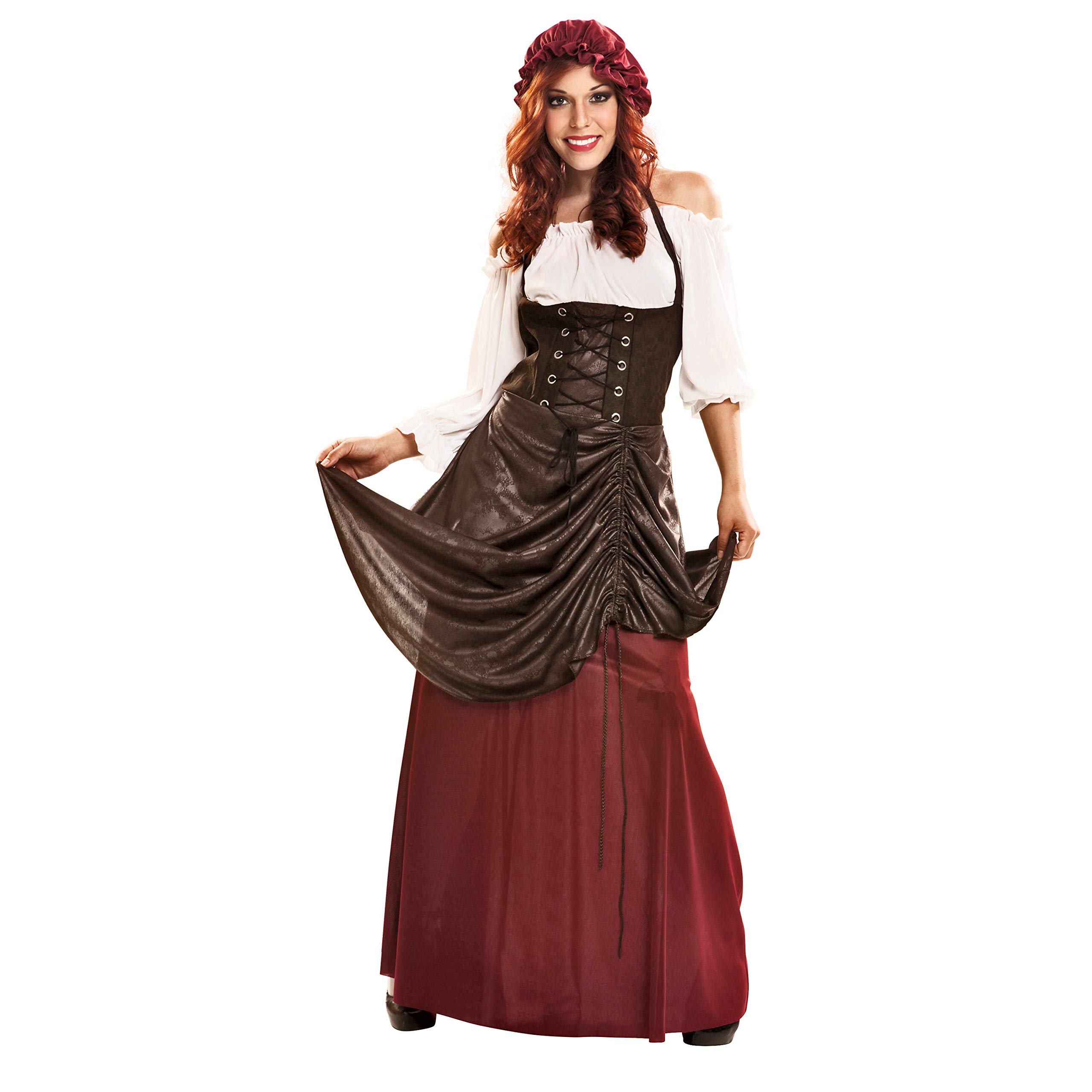 My Other Me Me-201254 Medieval Disfraz de tabernera para mujer, ajedrez, multicolor, XL (Viving Costumes 201254)