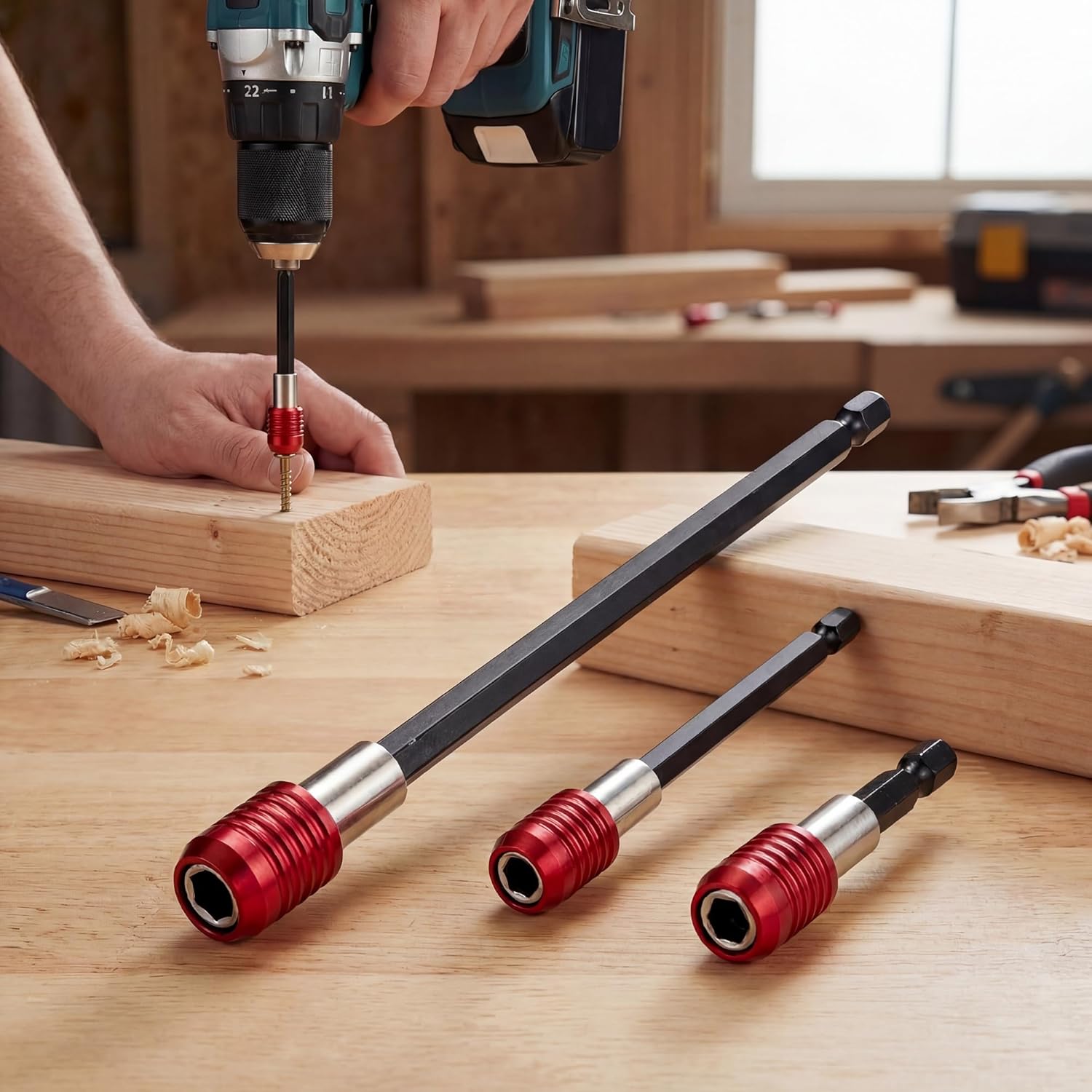 Magnetic Drill Bit Holder, Quick Release Hex Shank Extension Bar for Power Tools Screwdrivers and Drill Bits, Easy Change Design, 3 Pack