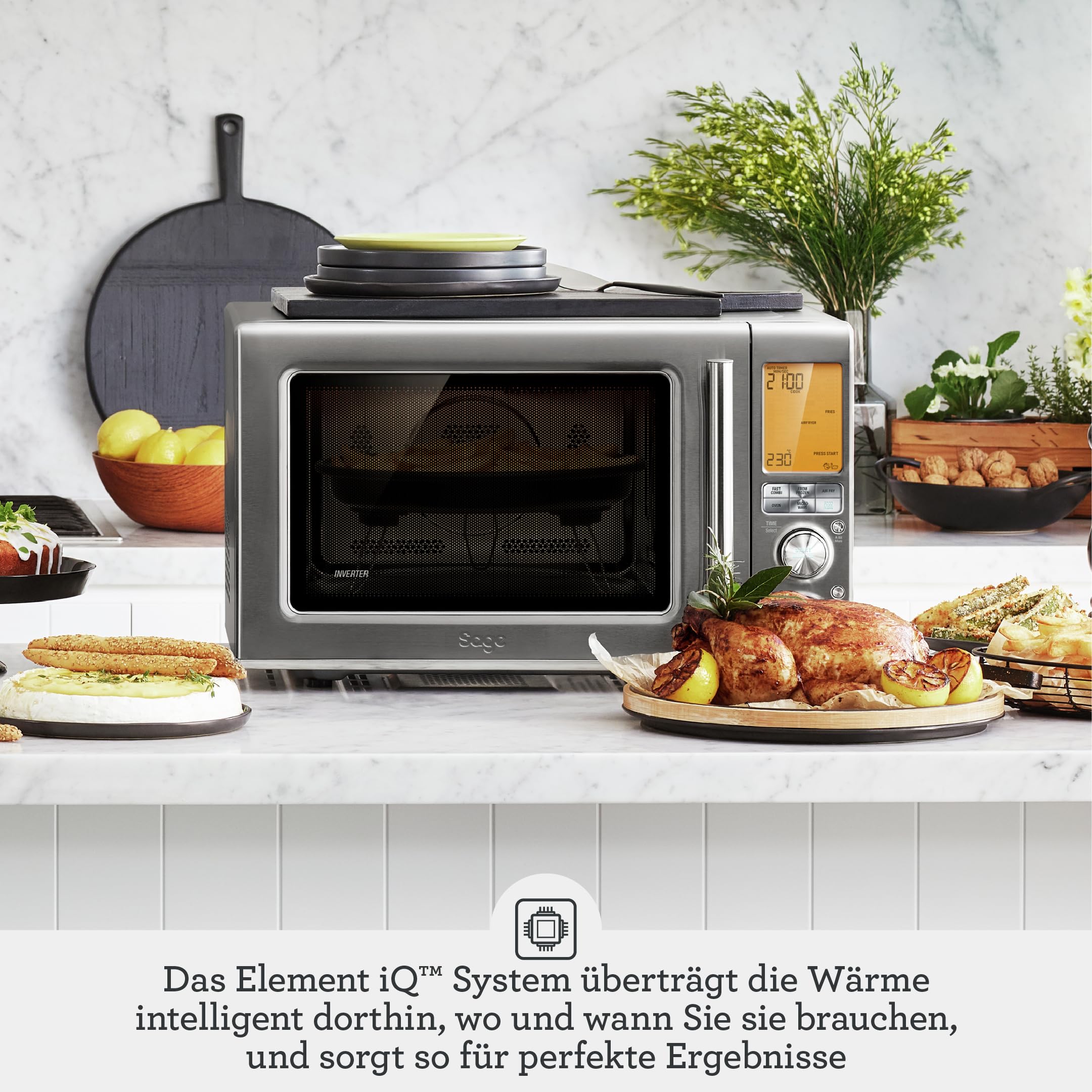 Sage Combi Wave 3 in 1 Heißluftfritteuse Konvektionsofen Mikrowelle Gebürsteter Edelstahl