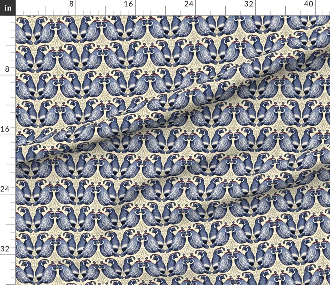 Spoonflower Fabric - Quail Bird Fowl Feathered Birds Cream Animals Flight Printed on Petal Signature Cotton Fabric Fat Quarter - Sewing Quilting Apparel Crafts Decor