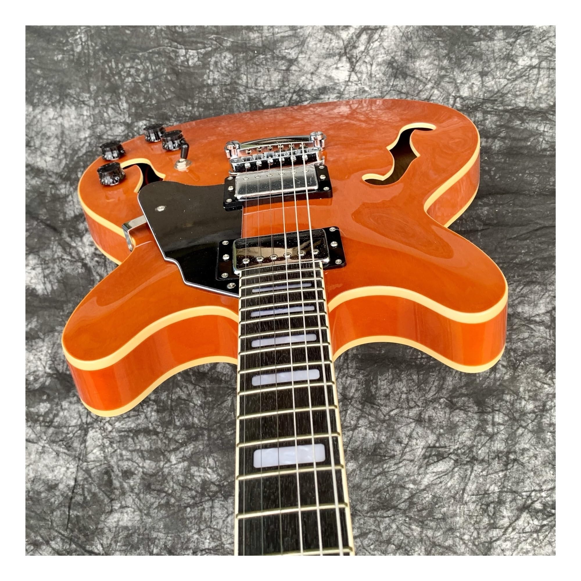 Starter Kit Originale Trasparente Arancione Semi Hollow Jazz Chitarra Elettrica Per Prestazioni