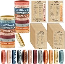 HyDren 36 Sets Christmas Christian Gifts Pastor Church Bulk VBS Bible Verse Bracelet Religious Learning Chart Scripture Jesus Prayer Card for Sunday School Teacher Clergy Party Favors(Morandi Color)