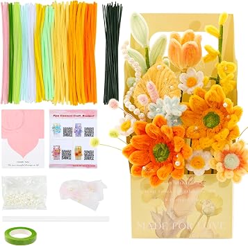 ERNTRNL Pipe Cleaners Craft - Pipe Cleaners Flower Making Kit Craft Supply Pipe Cleaners Bulk for Crafts Art Project Activity,Birthday Mothers Day Anniversaries Graduations Gifts