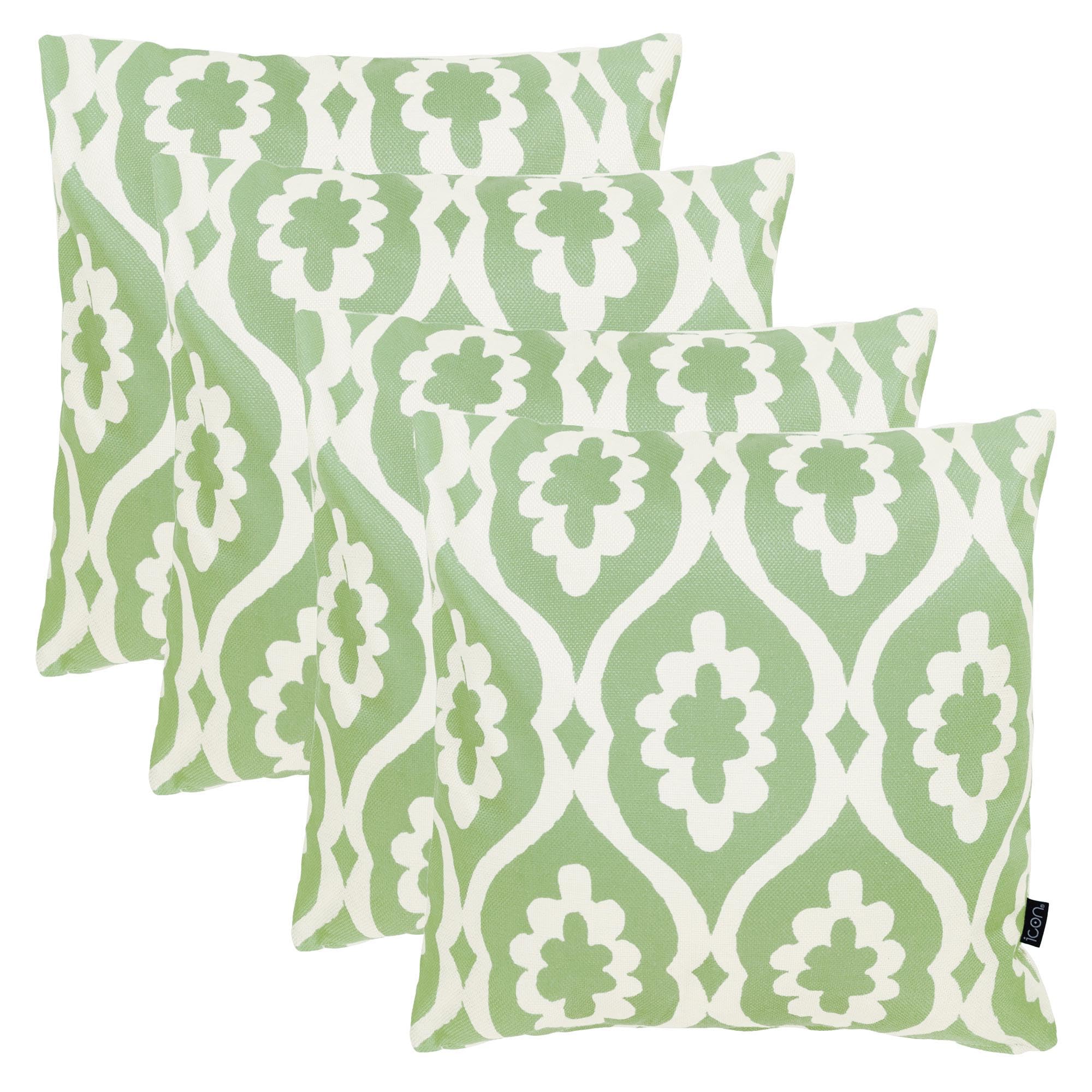 icon Indoor Outdoor Cushions Filled, Printed Collection, Set of 4, Green