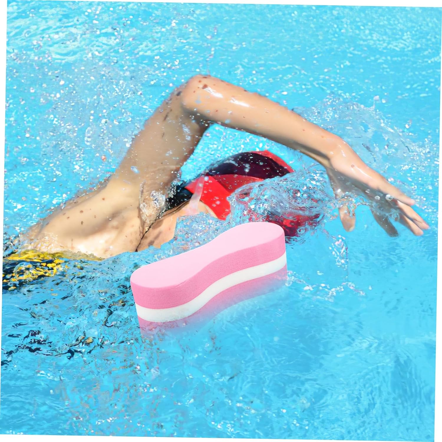 Healifty Swimming Training Pull Buoy Leg Float for Beginners Lightweight Swim Tool for Core Strengthening and Coordination Adult and Junior Pink White Pool Float Aid