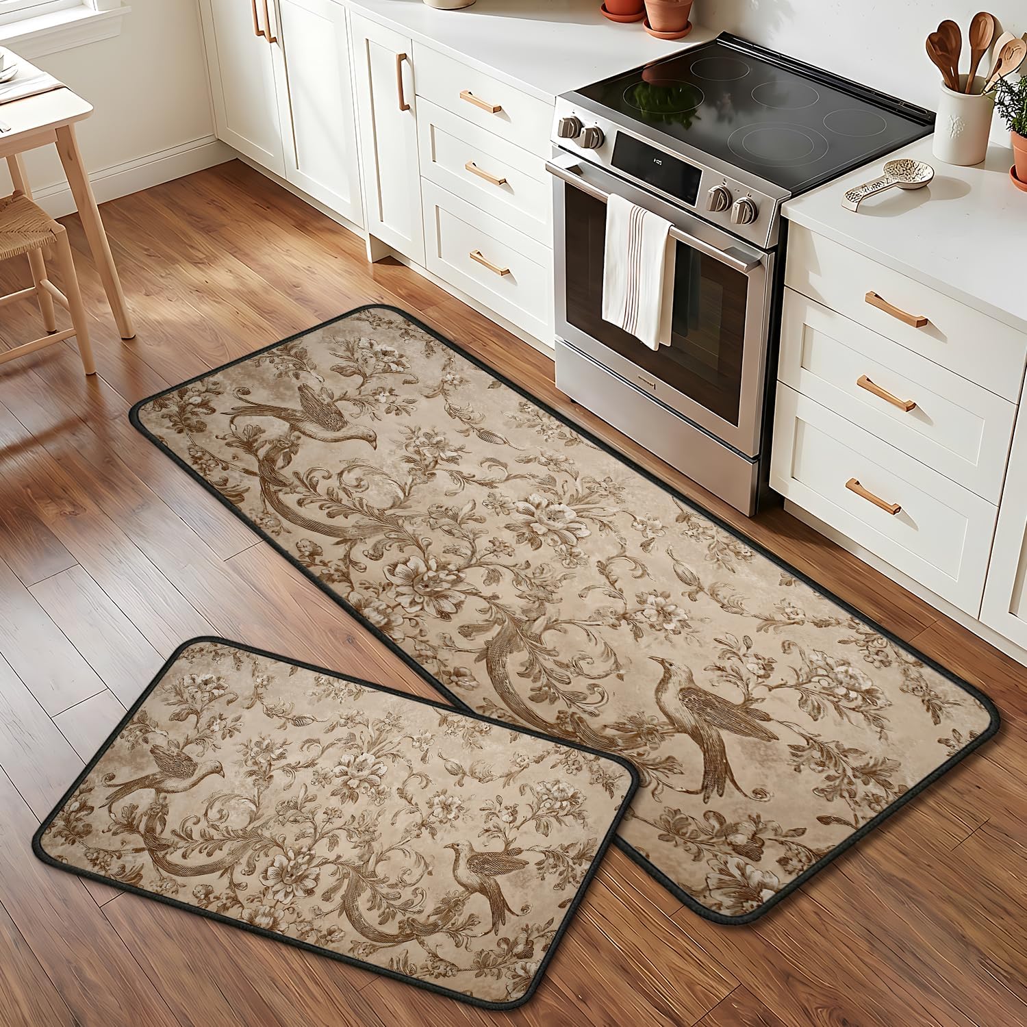 Kitchen Floor Mats Set of 2, Cushioned Anti-Fatigue Kitchen Rugs, 17" x 28" + 17" x 47", Comfort Standing Mat for Kitchen Sink, Laundry Room and Home Use