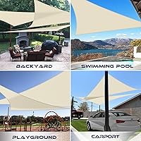 Vista 8 de Windscreen4less Toldo tipo vela triangular impermeable de 16 x 16 x 16 pies, bloqueo UV para pérgola, patio, terraza, balcón y exterior (beige)