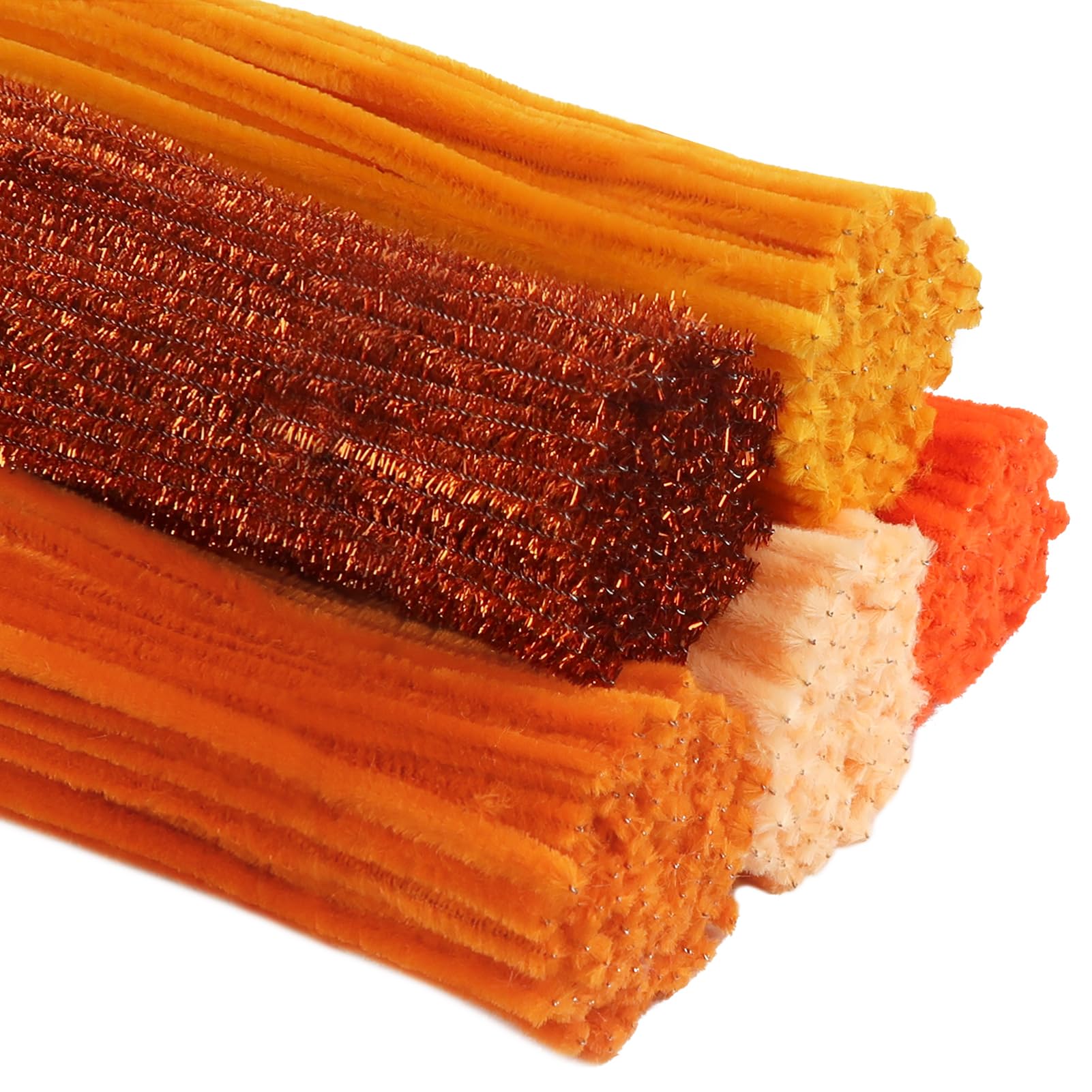 TOAOB 400pcs Orange Pipe Cleaners Glitter 5 Styles 30cm Long Chenille Stems