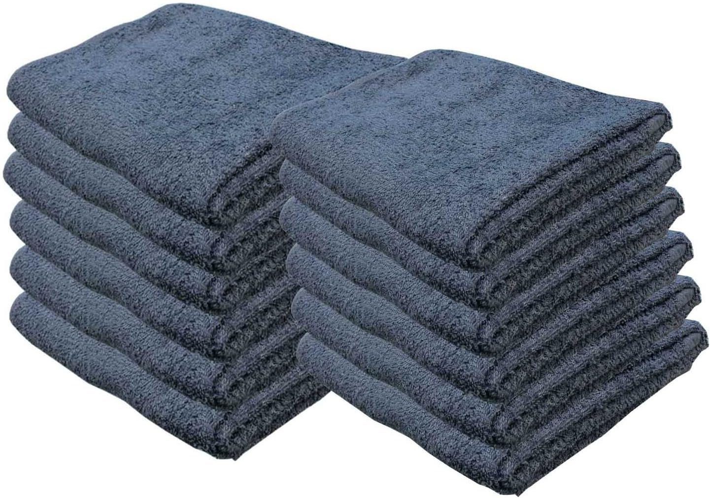 Cotton Bleach Guard Towels (12-Pack 16x26 inches) - Bleach Safe Gym Hand Towel, Luxury Hotel & Spa 100% Cotton Hand Towel Set by Creative Stitches (Navy Blue)