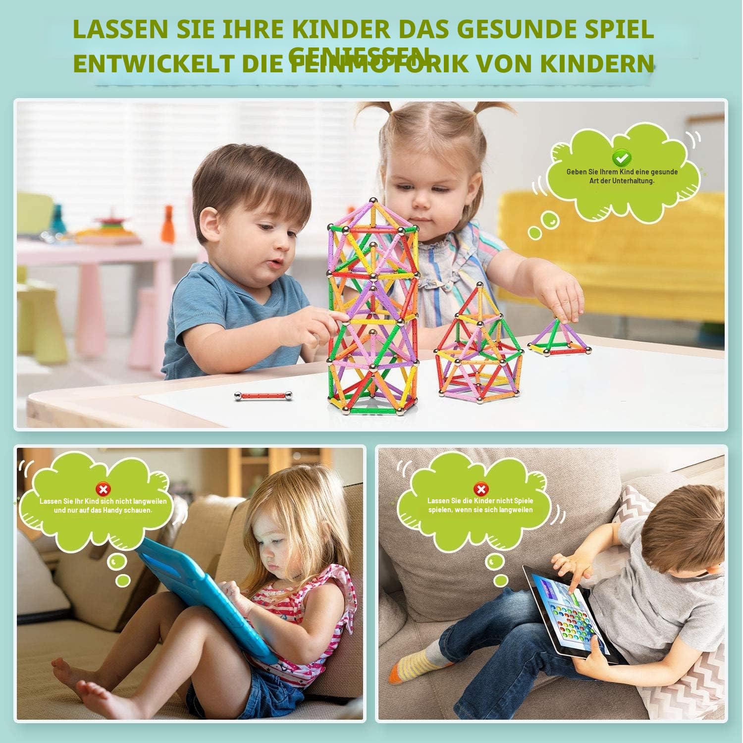 161 Stück Magnetische Stöcke Blöcke, Magnet Bildungsspielzeug Magnetische Bausteine Sticks Stapeln Spielzeug STEM Set, Nicht giftiges Gebäude Spielzeug 3D Puzzle mit Aufbewahrungstasche
