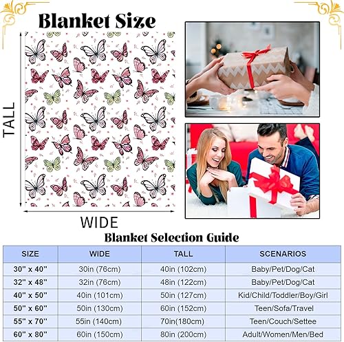 Miniatura 2 de Manta de mariposa rosa para niñas, manta de mariposa rosa con estampado de flores, manta de franela suave y mullida para niños pequeños,