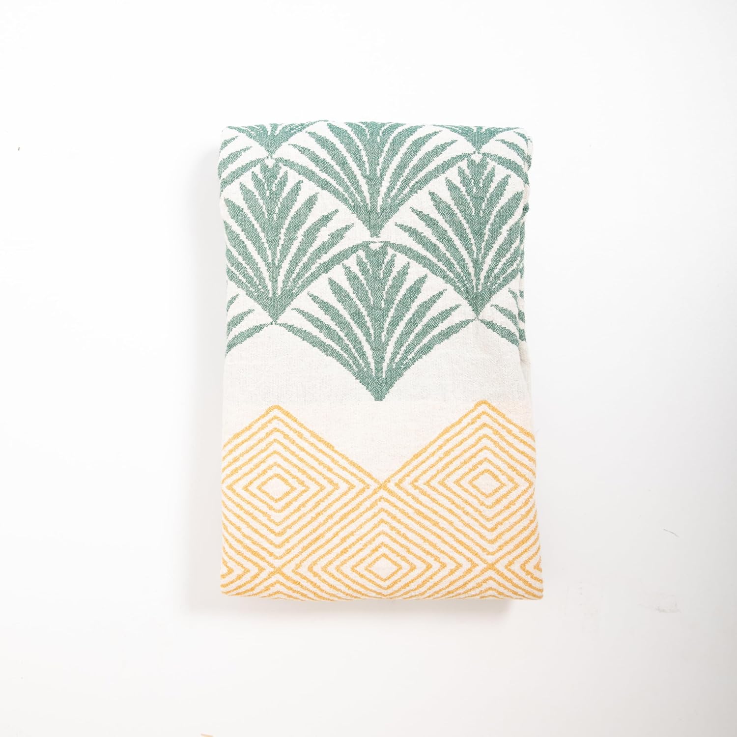 Throw Blanket, Palm Leaf and Diamond Patterns, 70x50 inches