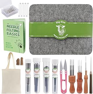 IMZAY Professional Felting Set: Extra-Large 8"x10" Mat and 90 Needles with Wood Handles