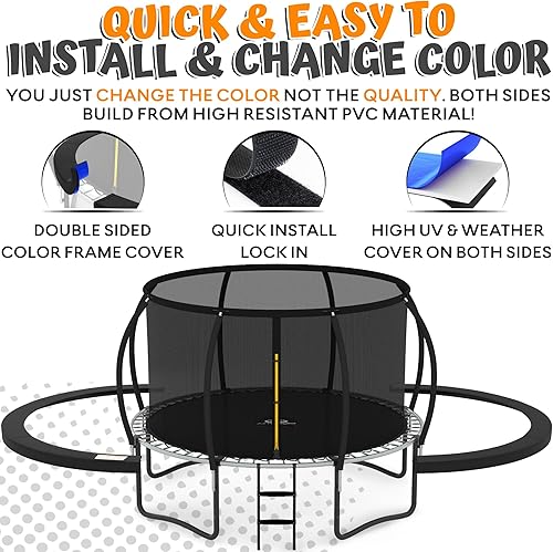 Miniatura 6 de JUMPZYLLA - Cama elástica recreativa con cierre y escalera, 8, 10, 12 y 14pies, revestimiento galvanizado antioxidante, aprobación ASTM, de