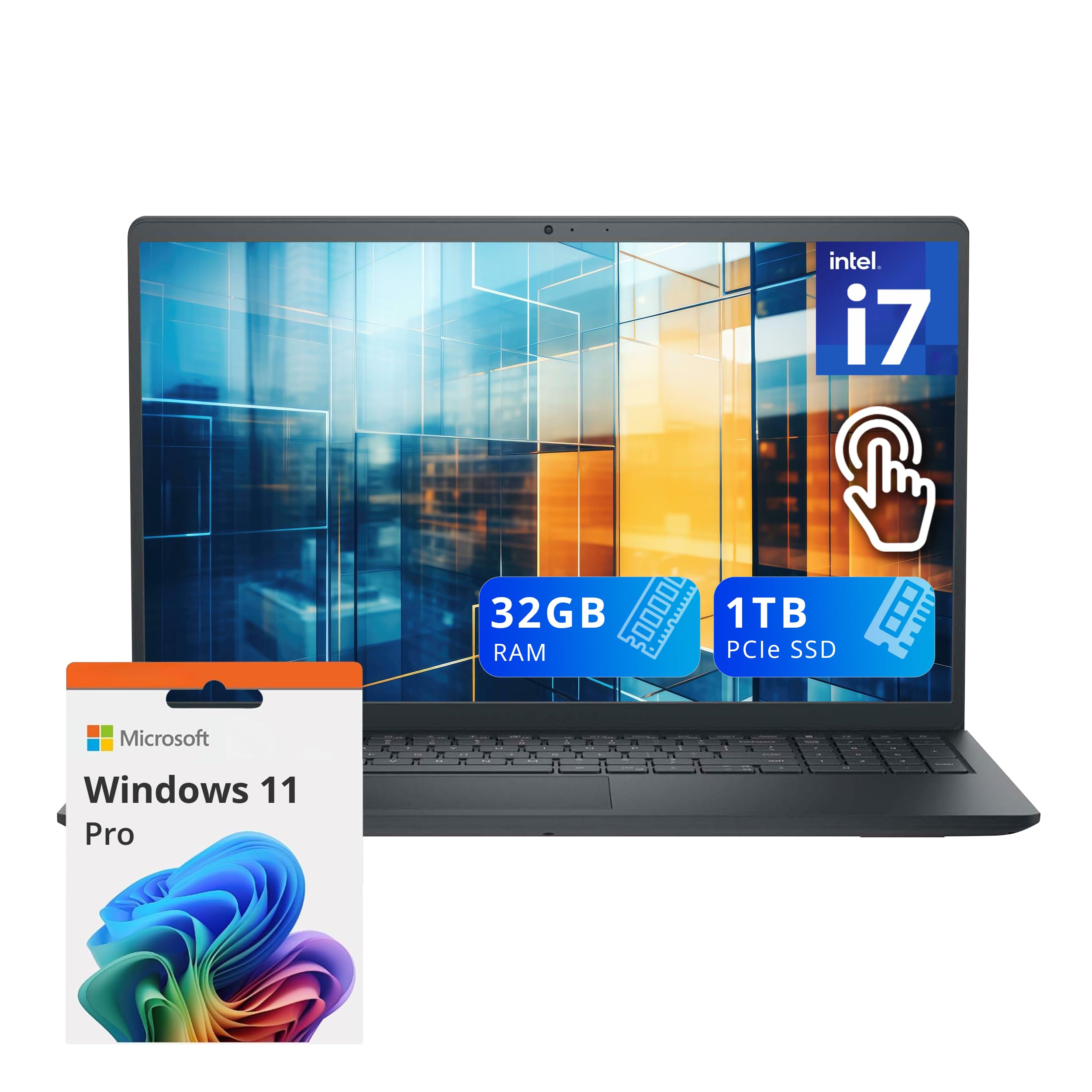 Inspiron 15 3530 15.6" FHD Touchscreen Laptop, Intel i7-1355U, 32GB DDR4 RAM, 1TB PCIe SSD, Intel UHD Graphics, Number Pad, Wi-Fi 6, HD Camera, Windows 11 Pro, Black
