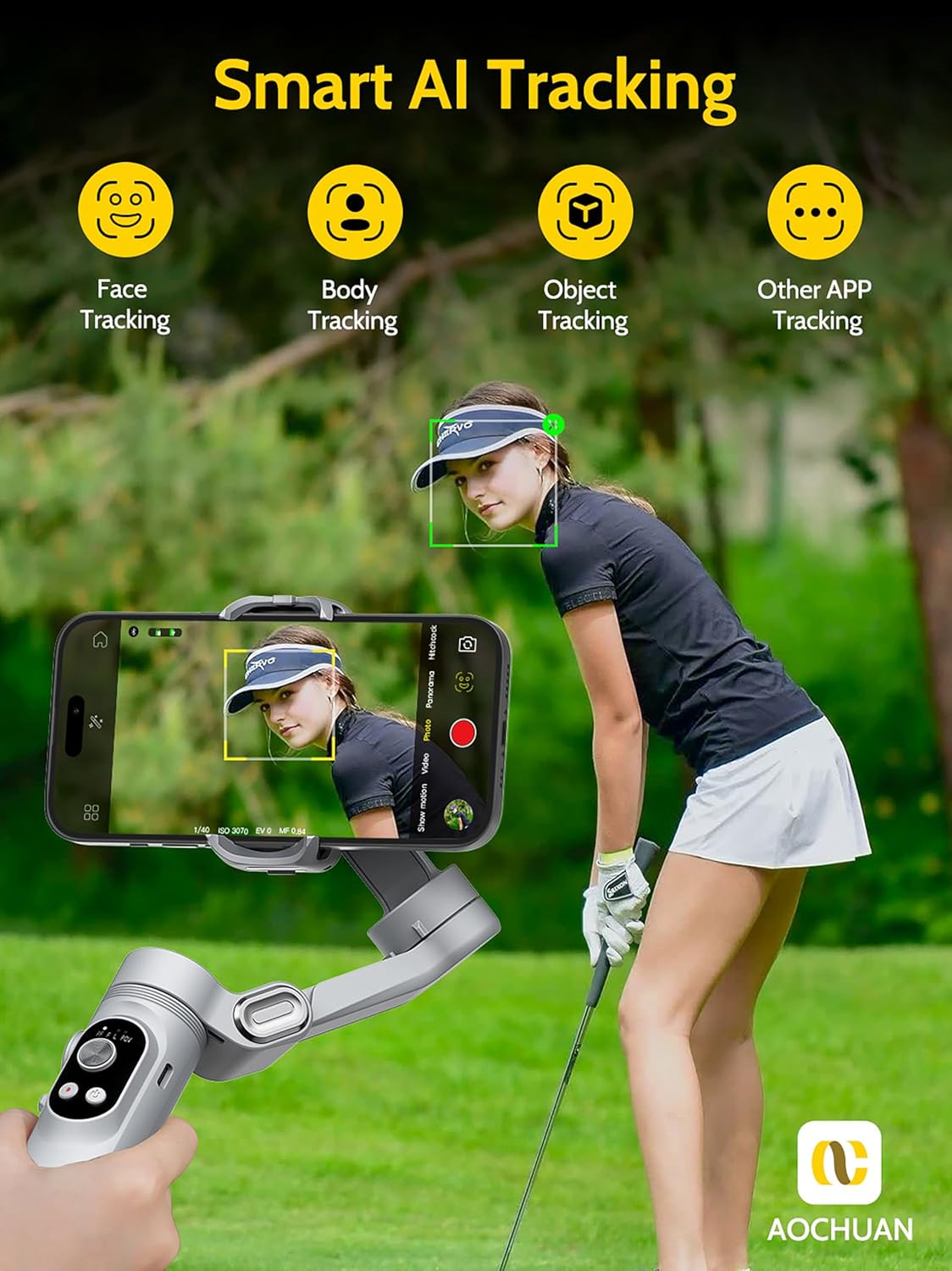 AOCHUAN Gimbal Stabilizer for Smartphone,3-axis Gimbal Anti-Shake for iPhone 15/14/13 Pro Android w/Built-in LED Light,1/4" Threads, Portable Phone Holder Vlogging for TikTok, Live-Stream-Smart X Grey