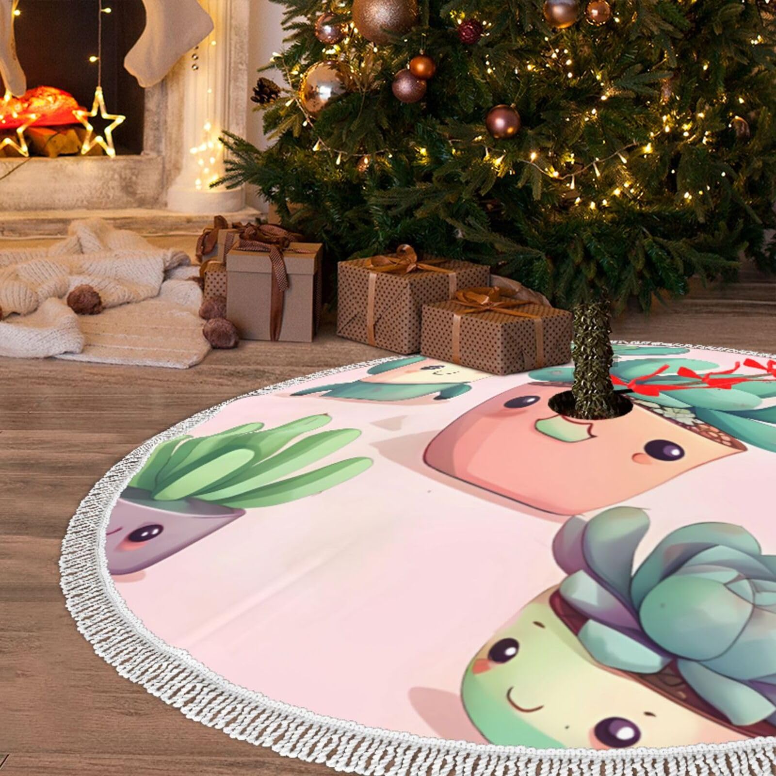 Jupe de sapin de Noël en tissu rustique imperméable haut de gamme 122cm