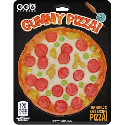 Giant Gummy Pizza - Five Fruity Flavors, Offered in Two Classic Styles for Ultimate Enjoyment, Directly from GGB Candies' Culinary Creations! (Round Pizza, 16 Ounce)