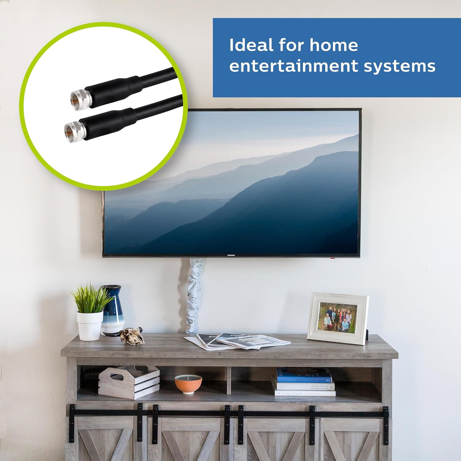 PHILIPS RG6 Dual Shield Coaxial Cable 16 Pack, 15 ft. Ideal for TV Antenna DVR VCR Satellite Cable, F-Type Connectors, 3Ghz Digital, Black, SWV3613B/37