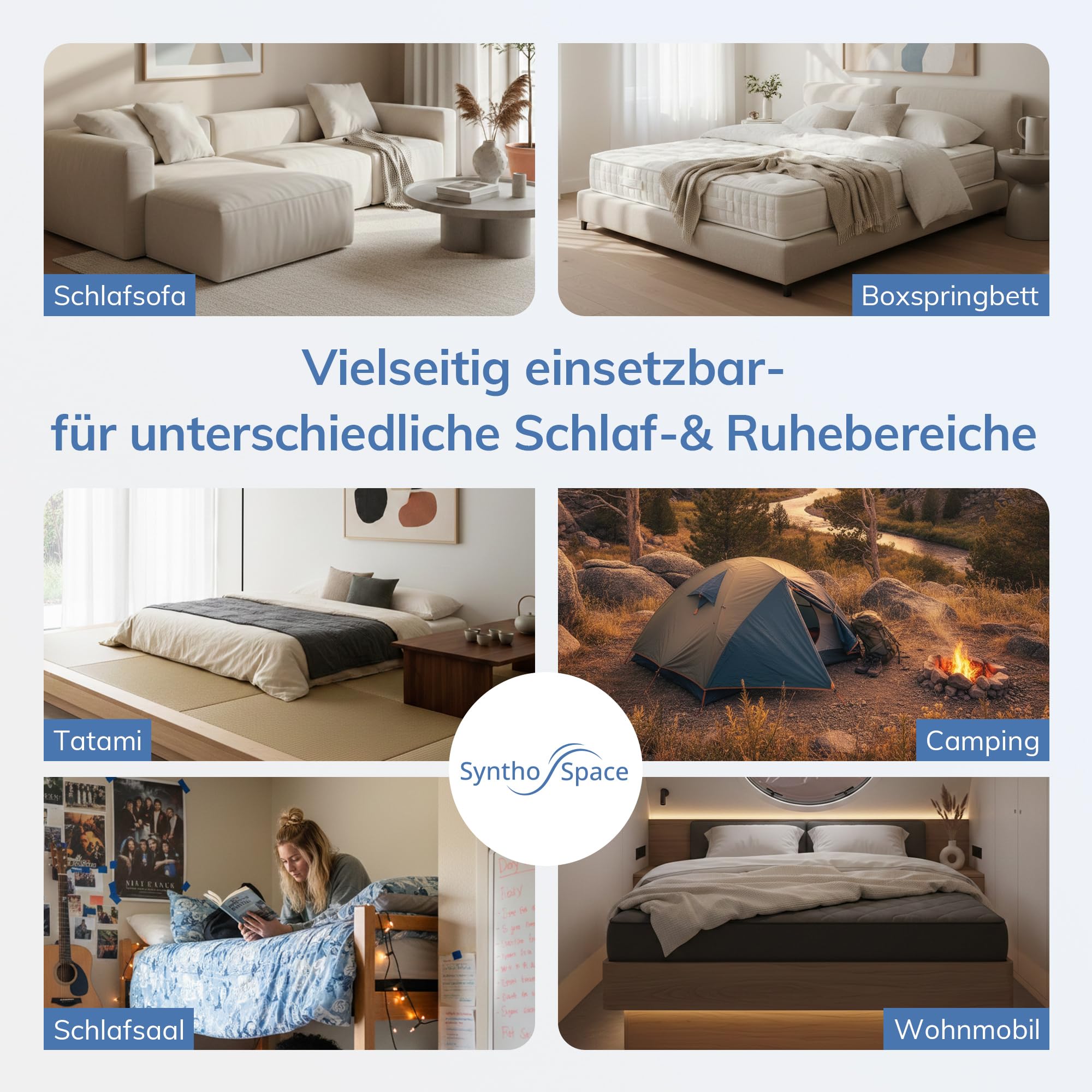 SynthoSpace Topper 120 x 200 cm, H2, coprimaterasso 120 x 200 cm, lavabile altezza 7 cm