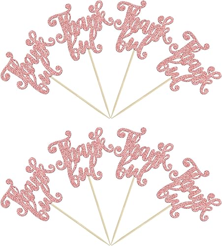 Miniatura 7 de Gyufise 24 piezas de adornos de magdalenas de agradecimiento con purpurina para Acción de Gracias decoraciones de pastel de agradecimiento para