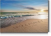 Renditions Gallery Personalized Beach Sunset Canvas Print with Couple Names & Date - 8x12 Romantic Wedding Anniversary Gift Wall Art