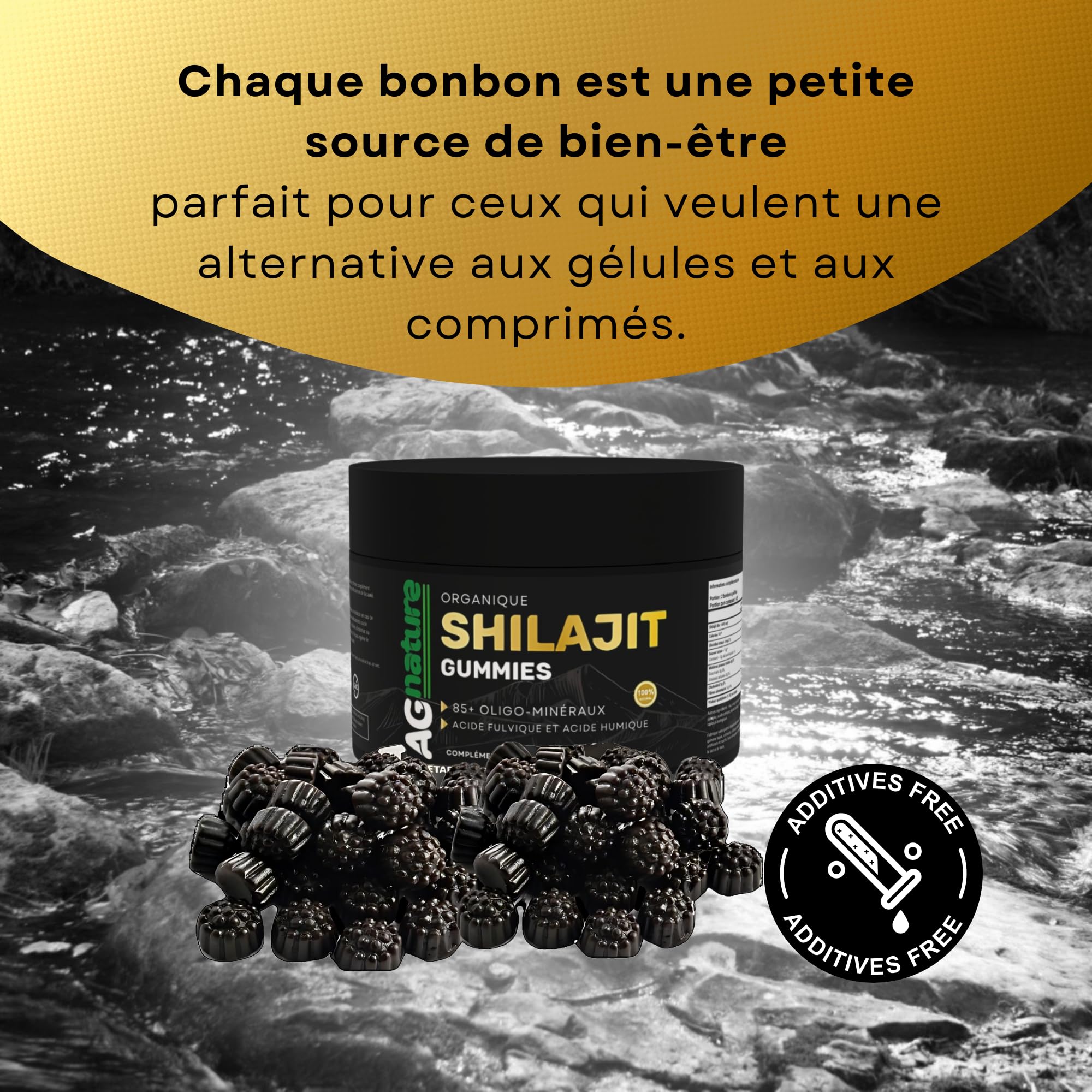 Shilajit Himalaya Original 90 Gummies - Complément Alimentaire Naturel avec +85 Minéraux et Acide Fulvique et Humique