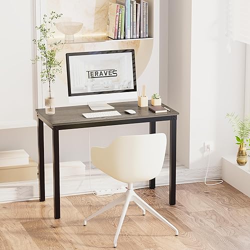 Miniatura 2 de Escritorio Teraves para computadora o mesa de comedor Marco beige y blanco., Negro, Roble negro, Blanco, Marco blanco y dorado.