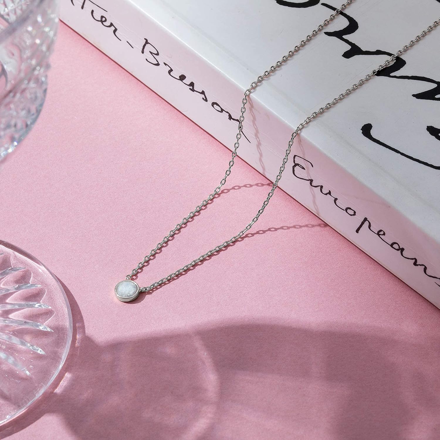 PAVOI 14K Gold Plated Created White Opal Necklace | Opal Necklaces for Women - Image 3