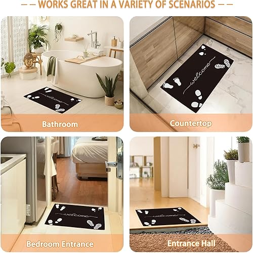 Miniatura 7 de Mogifedc Tapete de bienvenida para puerta delantera, diseño de pantuflas con huellas, decoración de interiores, entrada, interior, antideslizante,