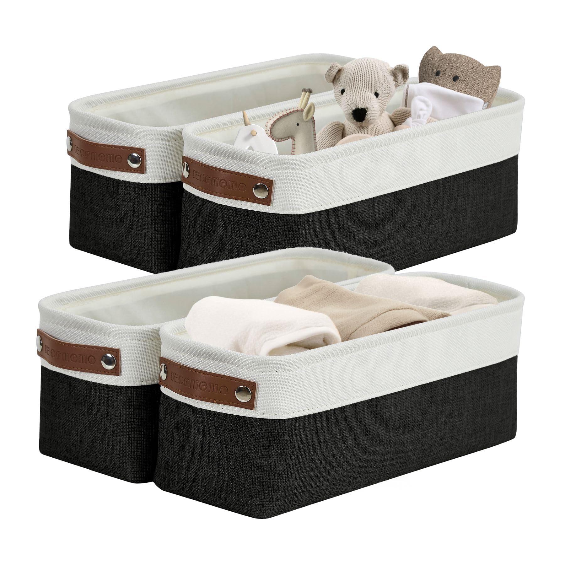 DECOMOMO Narrow Storage Bins, Small Storage Baskets for Shelves 4 Pack