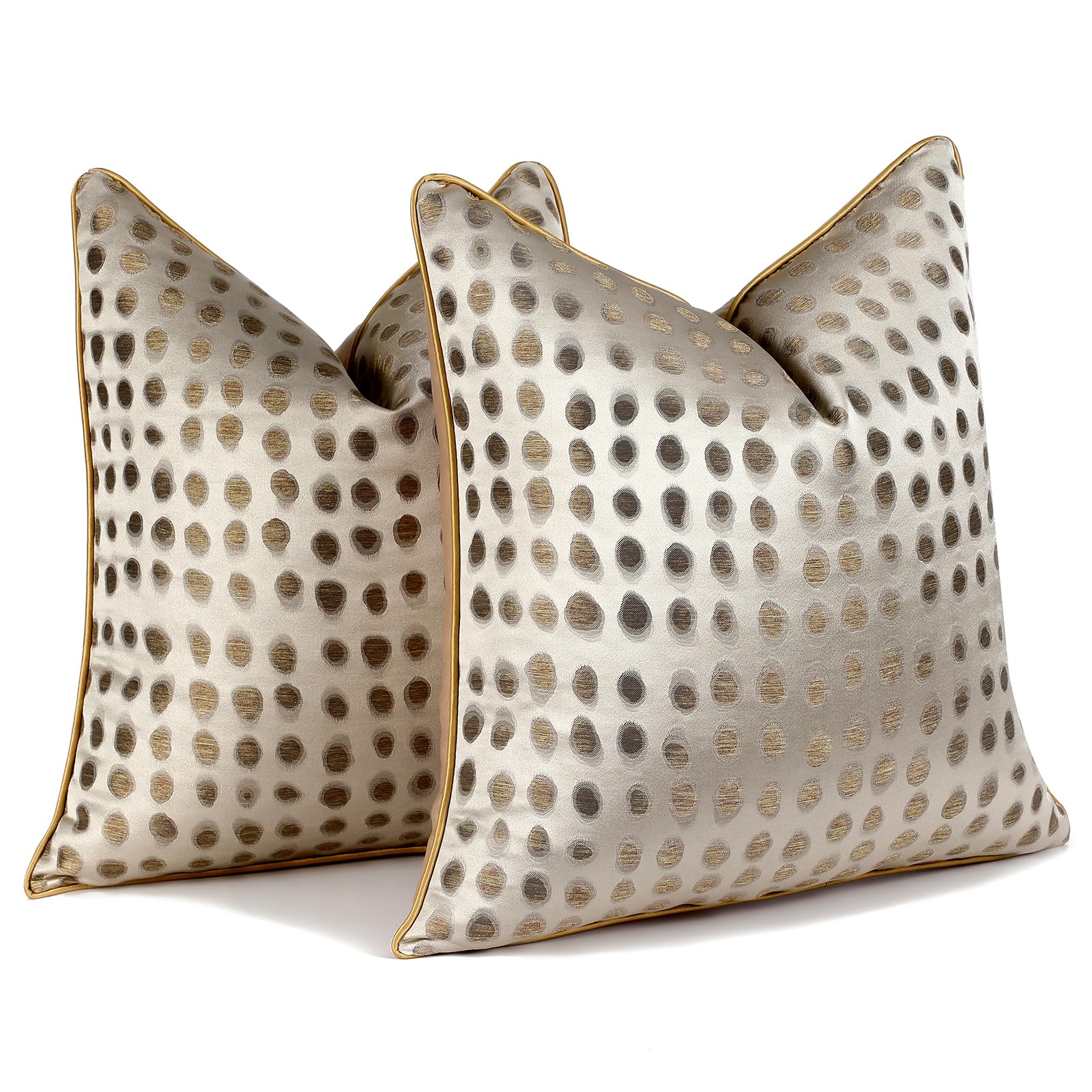 HOSTECCO Gold Abstract Cushion Covers 45x45 cm Set of 2 Jacquard Dot Cushion Cases Modern Decorative Pillow Covers for Sofa Couch Bed โ image 1