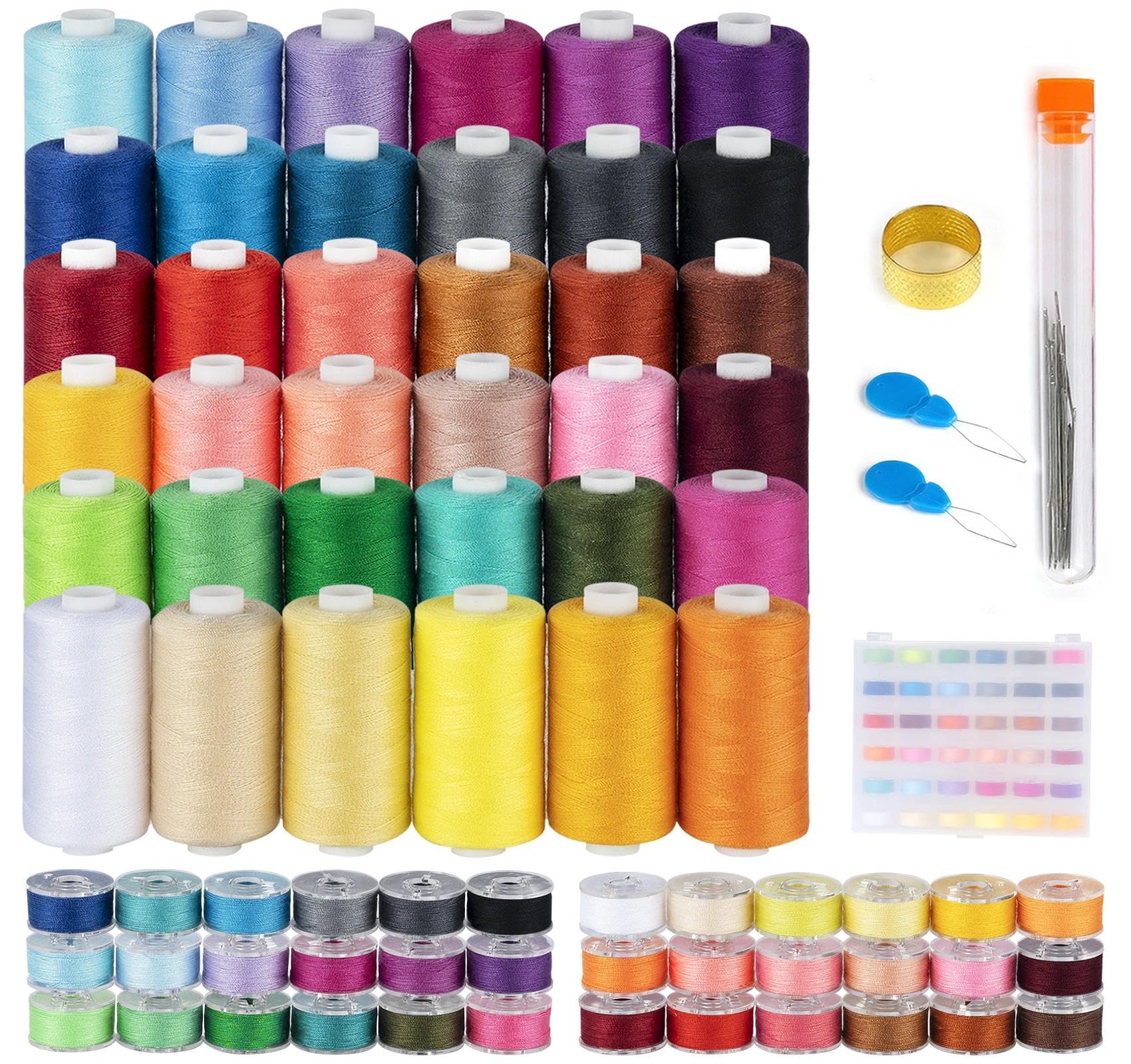 Kit Cucito 36 Bobine Fili Cerati Poliestere, 25 Colori + Forbici, Per Macchina Da Cucire E Lavori Fai Da Te