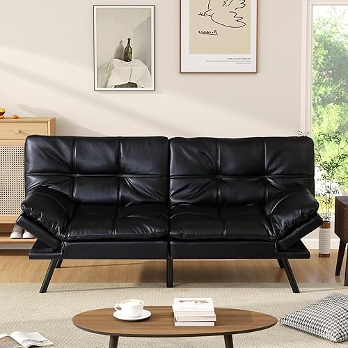 Vista 7 de Sofá cama plegable de espuma viscoelástica convertible con reposabrazos y respaldos ajustables para espacios pequeños, oficina, estudio