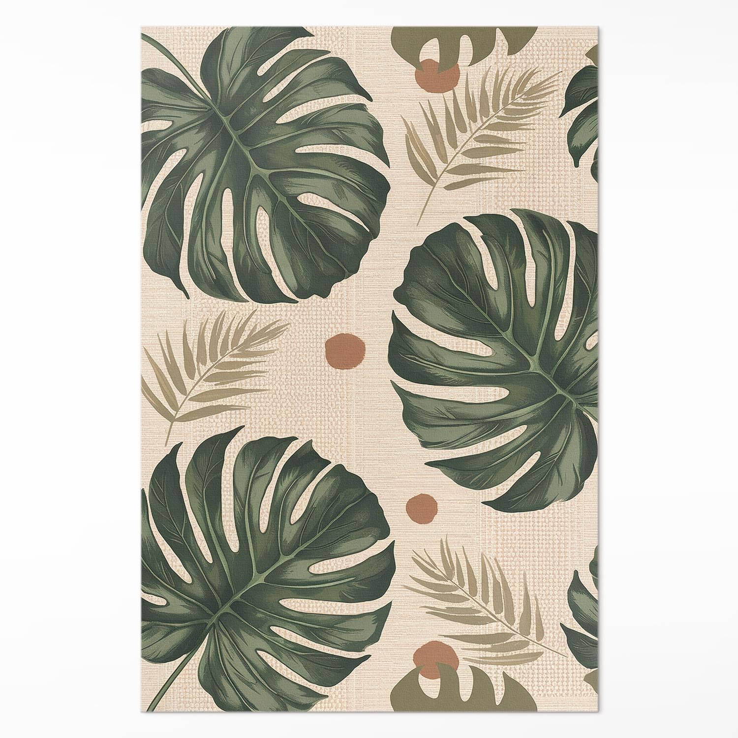 Tapis cuisine et salon en vinyle motif Monstera pour une maison moderne