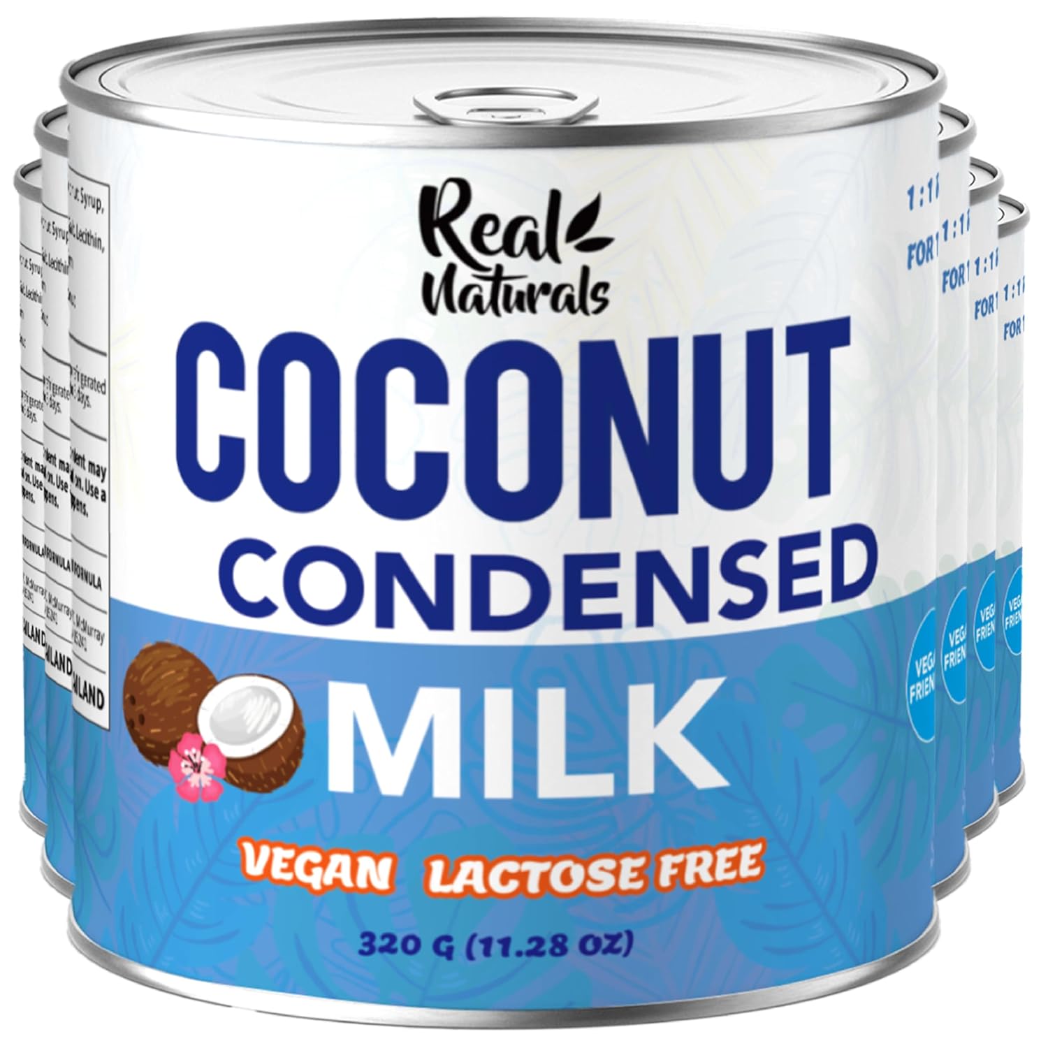 Sweetened condensed coconut milk (6 cans) vegan coconut condensed milk sweetened. Caramel sweet condense coconuts milks. Lactose dairy free. Leche condensada de coco leche de coco. Real Naturals