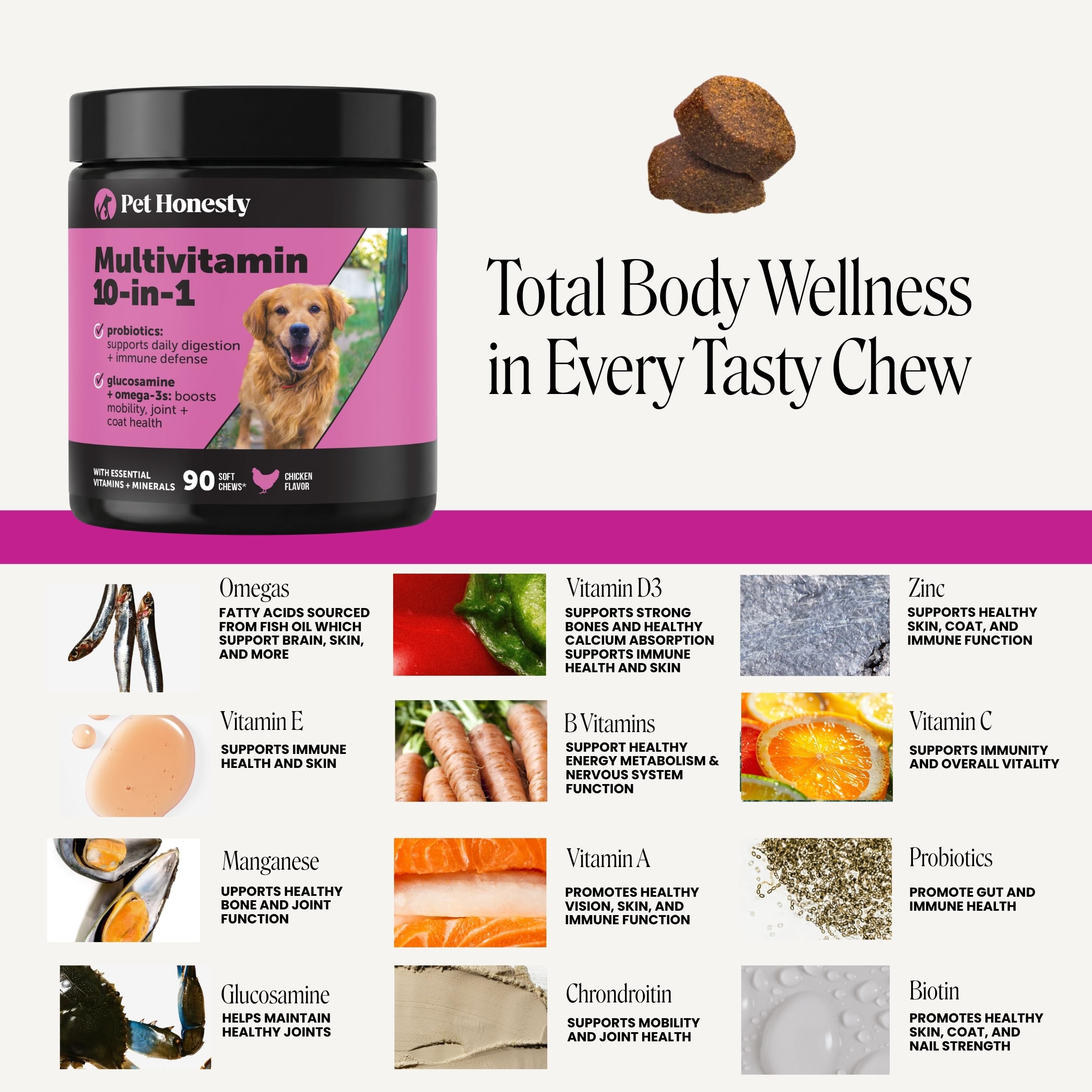 Pet Honesty Vet Recommended 10-in-1 Dog Multivitamin, 90 Ct, Chicken — Amazon image 4