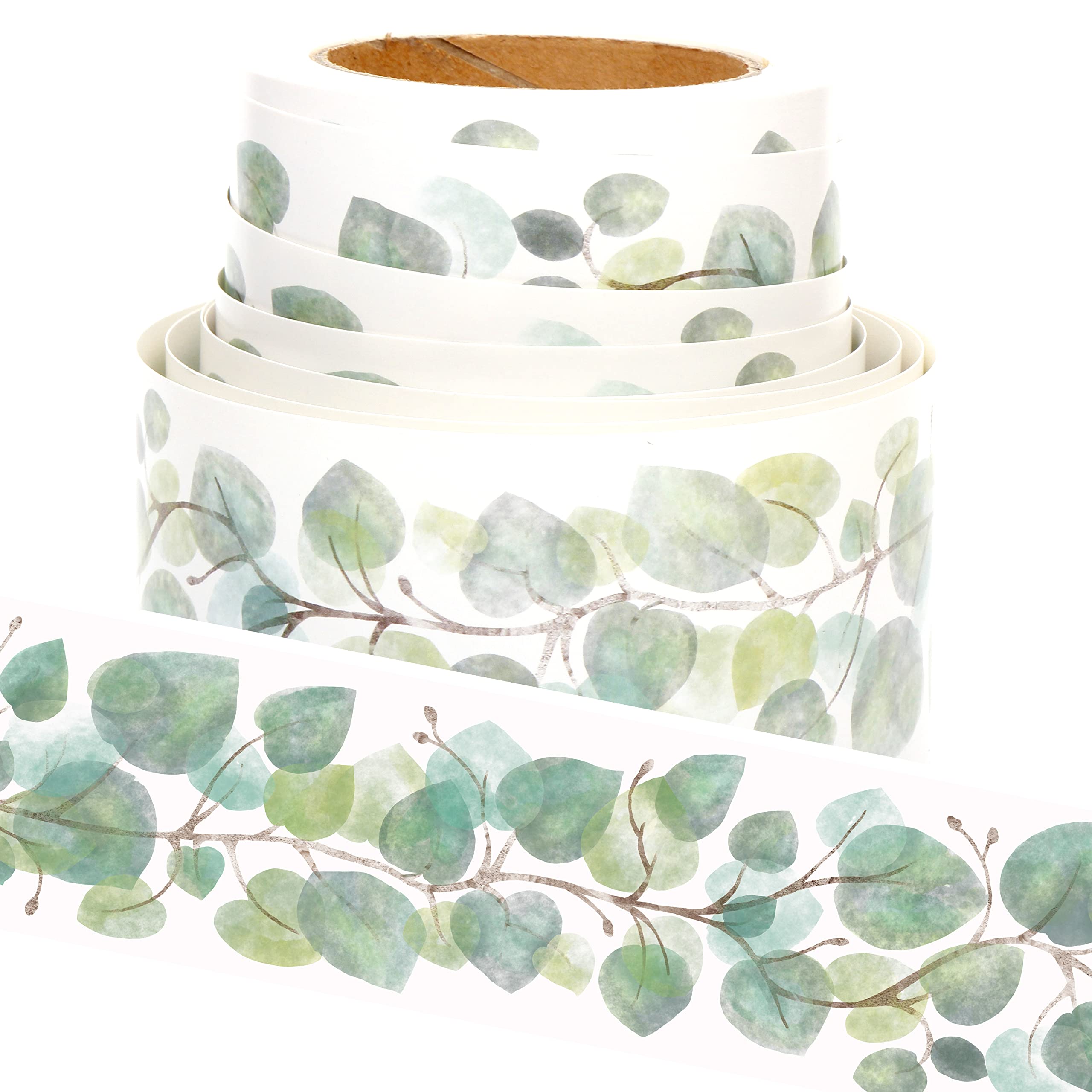Youngever Multicolor 16M Bulletin Board Borders For Classroom Decoration, Eucalyptus Theme Design Straight Border Trim