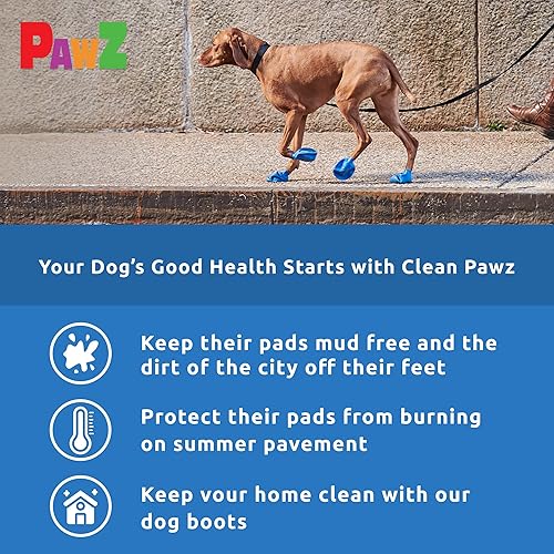 Miniatura 3 de PawZ - Botas de goma para perros, botas de nieve impermeables para perros, protección de patas para perros, 12 zapatos de perro por paquete (azul,