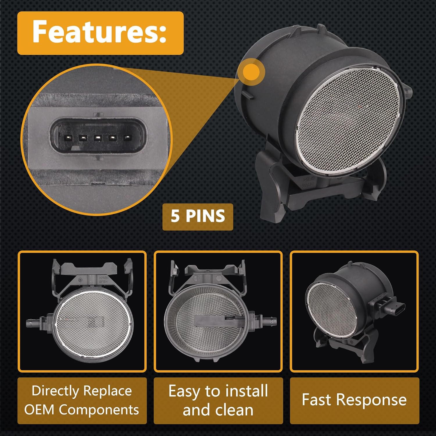 Mass Air Flow Sensor for Mercedes-Benz C230 C250 C280 C300 C350 06-12 / S400 S450 S550 SL550 SLK 280 SLK300 SLK350 06-13 / ML350 ML450 ML550 06-11 Replaces 0280218190 2730940948 2730940548