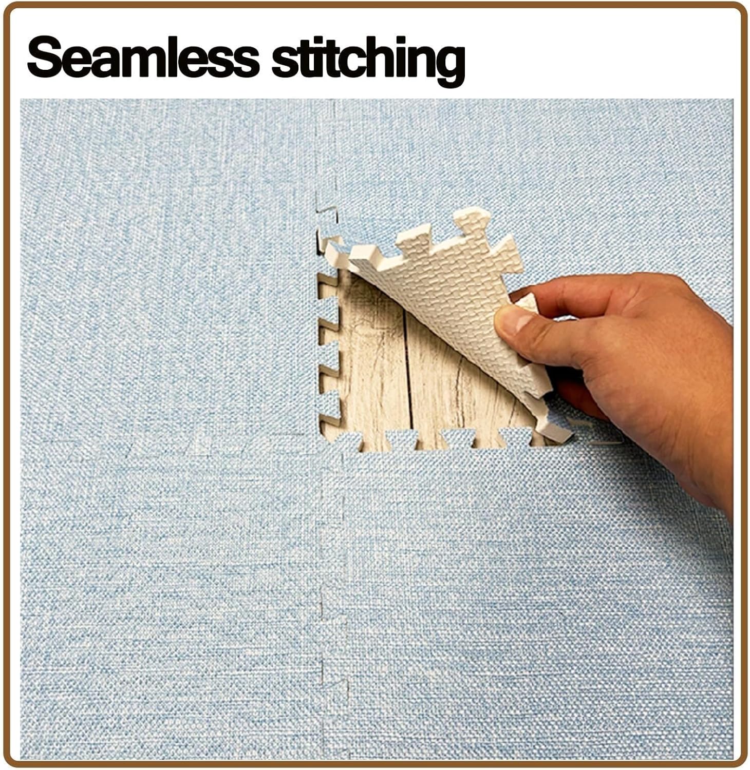 50pcs Square Interlocking Cotton Linen Foam Floor Mat, 30x30x1cm Carpet Tiles Eva Play Carpet Puzzle Mats(I)