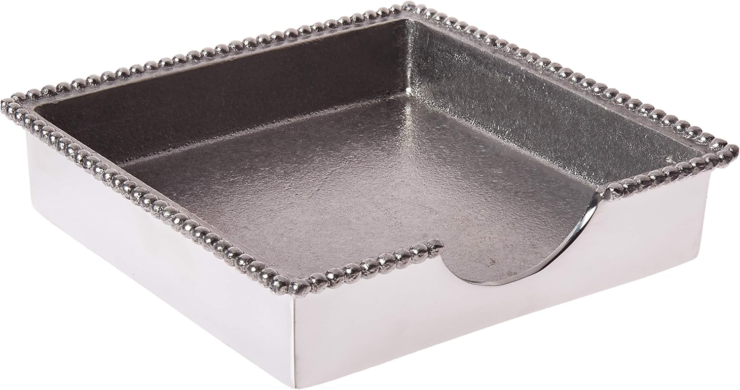Mariposa Beaded Luncheon Napkin Holder, Silver