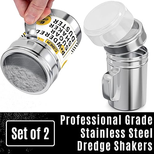 Miniatura 2 de CUSINIUM Mini agitador de azúcar en polvo de 6 onzas con asa, malla fina, con tapa de plástico, paquete de 2